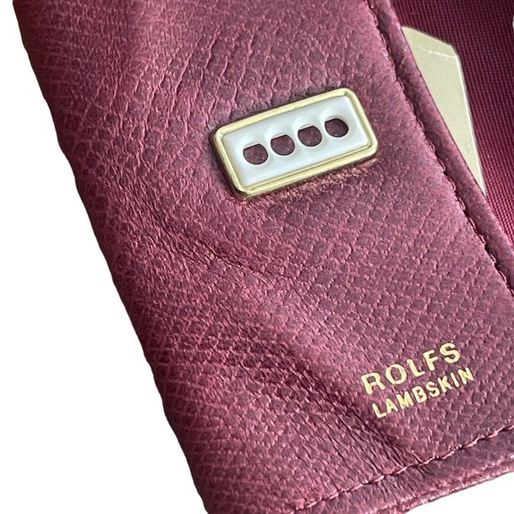 Rolfs Trifold Press Lock Key Kaddy Holder Case Burgundy Gold Lambskin Vintage - Picture 8 of 9